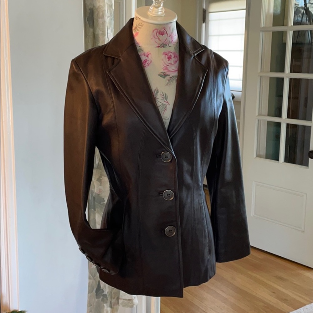 Calvin Klein XS brown leather jacket